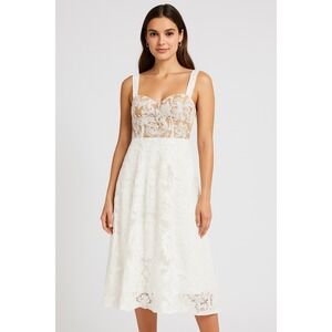 Lily's‎ Closet White Floral Lace Midi Dress Sleeveless Party Cocktail Wedding